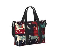 Borsone da viaggio con stampa di vari tipi di cavalli, borsa a tracolla portatile per viaggi, palestra, yoga