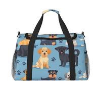 Borsone da viaggio con stampa di zampe di cane in stile cartone animato, borsa da palestra per la notte e il weekender, per uomini e donne, leggero, bagaglio a mano per allenamento e vacanze