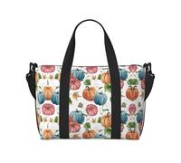 Borsone da viaggio con stampa di zucca ad acquerello, pieghevole, adatto per viaggi, lavoro, palestra, ecc