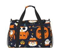 Borsone da viaggio con stampa di zucca fantasma gufo di Halloween, ampio spazio, 50 x 33 x 25,9 cm, elegante borsa per palestra
