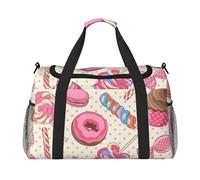Borsone da viaggio con stampa dolce lecca-lecca cupcake ampio spazio borsa da viaggio a mano grande capacità per il fine settimana in aereo