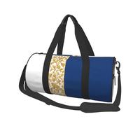 Borsone da viaggio con stampa dorata, blu e bianca, borsa da palestra pieghevole per il fine settimana durante la notte, borsa da donna, grande borsa da cabina per sport e viaggi, Nero , Taglia unica