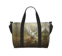 Borsone da viaggio con stampa erba e colomba, borsone da allenamento, borsa a tracolla per la notte, borsa da weekender per donne e uomini, nero, Taglia unica