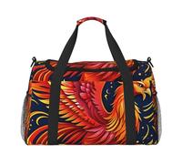 Borsone da viaggio con stampa fenice arancione rossa per uomini e donne, borse da viaggio pieghevoli e spaziosa borsa da viaggio per riporre articoli da toeletta, articoli personali, nero, L, Nero , L
