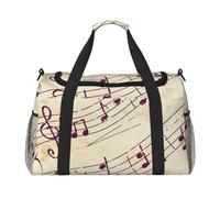Borsone da viaggio con stampa floreale con note musicali, ampio spazio, elegante con cerniera impermeabile, per aeroplano e palestra
