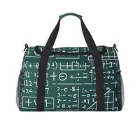 Borsone da viaggio con stampa formula matematica, per uomini e donne, borse da viaggio pieghevoli e spaziosa borsa da viaggio per riporre articoli da toeletta, articoli personali, nero, L, Nero , L
