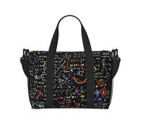 Borsone da viaggio con stampa formula matematica Weekender per le donne, borsa leggera da portare avanti, borsa per oggetti personali, Nero , Taglia unica