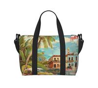 Borsone da viaggio con stampa giapponese di sushi nero, leggero, impermeabile, borsa da palestra e da viaggio per uomini, donne e ragazzi, Isola di Cuba, Taglia unica, Borsone da viaggio