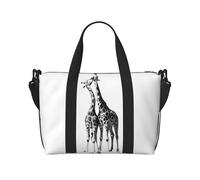 Borsone da viaggio con stampa giraffa africana Weekender per le donne, borsa leggera da portare a mano, borsa per oggetti personali, Nero , Taglia unica