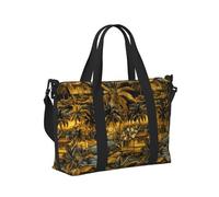 Borsone da viaggio con stampa hawaiana retrò dorata sul mare, da donna, articolo personale durante la notte, weekender, sport, borsa da palestra per uomo e donna