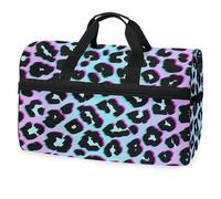 Borsone da viaggio con stampa leopardata arcobaleno con ghepardo animale, per uomini, donne, ragazzi, ragazze, adolescenti, borsa sportiva oversize con scomparto per scarpe durante la notte, fine