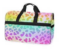 Borsone da viaggio con stampa leopardata arcobaleno e ghepardo fluo, per uomini, donne, ragazzi, ragazze, adolescenti, borsa sportiva oversize con scomparto per scarpe, per la notte, il fine