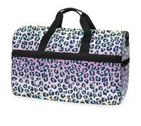 Borsone da viaggio con stampa leopardata color arcobaleno geometrico, per uomini, donne, ragazzi, ragazze, adolescenti, borsa da palestra oversize con scomparto per scarpe durante la notte, fine