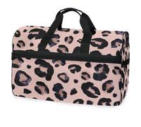 Borsone da viaggio con stampa leopardata con ghepardo rosa, per uomini, donne, ragazzi, ragazze, adolescenti, borsa sportiva oversize con scomparto per scarpe durante la notte, fine settimana, yoga,