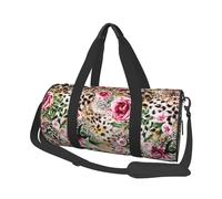 Borsone da viaggio con stampa leopardata con stampa animale, tigre e rosa, borsa da palestra pieghevole, borsa da palestra per pernottamento e fine settimana, borsa grande per sport e viaggi, Nero ,