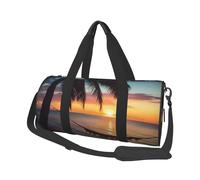 Borsone da viaggio con stampa leopardata, grande, pieghevole, rotondo, da viaggio, con tracolla regolabile, per weekender, pernottamento, volo, ospedale e sport, Coconut Beach - Amaca al tramonto, One