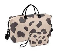 Borsone da viaggio con stampa leopardata marrone, borsa da weekender, borsa sportiva da palestra con borsa da toeletta per viaggio impermeabile