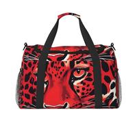 Borsone da viaggio con stampa leopardata rossa ampio spazio borsa da viaggio 50 x 33 x 25,9 cm elegante tote per palestra