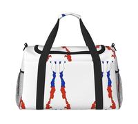 Borsone da viaggio con stampa mappa della bandiera del Cile, borsa da palestra da donna, borsa da viaggio, borsa da viaggio per la notte, organizer, nero, Taglia unica