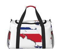 Borsone da viaggio con stampa mappa della bandiera del Costa Rica, borsa da palestra da donna, borsa da viaggio, borsa da viaggio, borsa da viaggio per la notte, nero, Taglia unica