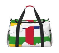 Borsone da viaggio con stampa mappa della bandiera dell'Africa centrale, borsa da palestra da donna, borsa da viaggio, borsa da viaggio per la notte, organizer, nero, Taglia unica