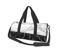 Borsone da viaggio con stampa marmorizzata bianca e nera, borsa da palestra pieghevole, borsa da viaggio per il fine settimana durante la notte, borsa da viaggio grande per sport e viaggi, Nero ,
