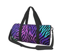 Borsone da viaggio con stampa matematica, grande, pieghevole, rotondo, da viaggio, con tracolla regolabile, per weekender, pernottamento, volo, ospedale e sport, Viola Blu Verde Camouflage Zebra