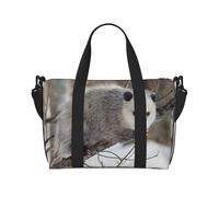 Borsone da viaggio con stampa moderna a pois rosa, grigio, bianco, per uomo e donna, grande borsa da palestra resistente all'acqua, borsa da weekend, borsone con tracolla, Opossum nella Neve, One Size
