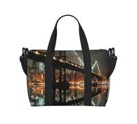 Borsone da viaggio con stampa notturna di New York Manhattan Bridge, per uomo e donna, grande borsa da palestra impermeabile con tracolla