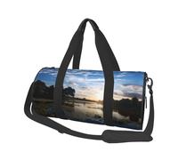 Borsone da viaggio con stampa panoramica di pesca, borsa da palestra pieghevole per il fine settimana durante la notte, borsa da donna, grande borsa da cabina per sport e viaggi, Nero , Taglia unica