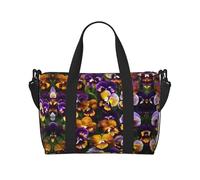 Borsone da viaggio con stampa Pansy Perfection, borsone da allenamento, borsa a tracolla per la notte, borsa da weekender per donne e uomini, nero, Taglia unica