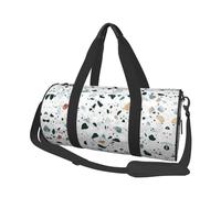 Borsone da viaggio con stampa parttern bianca, borsa da palestra pieghevole per il fine settimana durante la notte, borsa da donna, grande borsa da cabina per sport e viaggi, Nero , Taglia unica