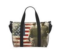 Borsone da viaggio con stampa patriottica dei soldati militari statunitensi, per uomo e donna, grande borsa da palestra resistente all'acqua, borsa da palestra con tracolla