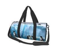 Borsone da viaggio con stampa Penguins On The Iceberg con tasca e cinturino regolabile, grande borsa da palestra alla moda per donne e uomini, nero, taglia unica, alla moda, nero, taglia unica, alla