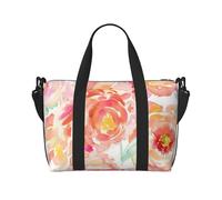 Borsone da viaggio con stampa peonia pesca Weekender per le donne,Borsa da trasporto leggera,Borsa per oggetti personali, Nero , Taglia unica