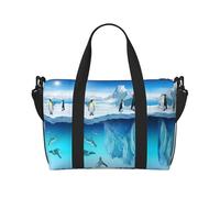 Borsone da viaggio con stampa pinguini sull'iceberg, pieghevole, adatto per viaggi, lavoro, palestra, ecc