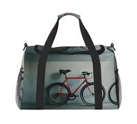 Borsone da viaggio con stampa retrò con motivo di bicicletta da viaggio per donne e uomini borsa da palestra bagaglio da portare avanti, Nero , Taglia unica