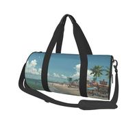 Borsone da viaggio con stampa scena da spiaggia, borsa da palestra pieghevole per il fine settimana durante la notte, borsa da donna, grande borsa da cabina per sport e viaggi