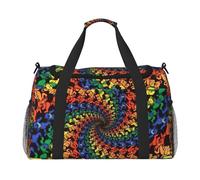 Borsone da viaggio con stampa tie dye, con stampa di orso danzante, elegante, con cerniera impermeabile, per aeroplano e palestra