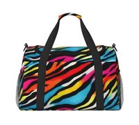 Borsone da viaggio con stampa zebra arcobaleno colorato ampio spazio borsa da viaggio Tote 50 x 33 x 25,9 cm elegante tote per palestra