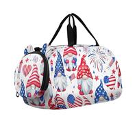 Borsone da viaggio con stampa zebra arcobaleno glitterato per ragazzi borsone da viaggio per la notte Weekender Duffle Bag per viaggio Tote Dance Duffle Bag, Gnomi patriottici americani USA, classico
