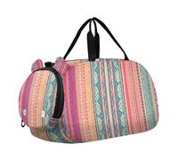 Borsone da viaggio con stampa zebra arcobaleno glitterato per ragazzi borsone da viaggio per la notte Weekender Duffle Bag per viaggio Tote Dance Duffle Bag, Rosa Blu A Righe colorate, classico