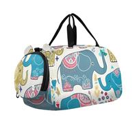 Borsone da viaggio con stampa zebra arcobaleno glitterato per ragazzi borsone da viaggio per la notte Weekender Duffle Bag per viaggio Tote Dance Duffle Bag, Simpatici elefanti colorati, classico