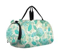 Borsone da viaggio con stampa zebra arcobaleno glitterato per ragazzi borsone da viaggio per la notte Weekender Duffle Bag per viaggio Tote Dance Duffle Bag, vintage Teal floreale foglie verdi