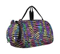 Borsone da viaggio con stampa zebra arcobaleno glitterato per ragazzi borsone da viaggio per la notte Weekender Duffle Bag per viaggio Tote Dance Duffle Bag, Stampa zebra arcobaleno glitter 1
