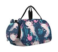 Borsone da viaggio con stampa zebra arcobaleno glitterato per ragazzi borsone da viaggio per la notte Weekender Duffle Bag per viaggio Tote Dance Duffle Bag, Cute Axolotls Coralli Alghe, classico