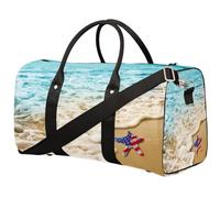 Borsone da viaggio con stella marina, borsa estiva da spiaggia, borsa da palestra pieghevole, borsa per la notte, borsa da viaggio per donne e uomini, Stella marina sul mare, 17.4(L) x 8.3(W) x 9.5(H)