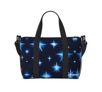 Borsone da viaggio con stelle blu in stile cartone animato, leggero, da portare con sé, per uomini e donne, impermeabile, per palestra, fine settimana