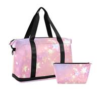 Borsone da viaggio con stelle luccicanti color pesca per bambini, borsa da viaggio per la notte con tracolla regolabile per viaggio multifunzionale, Stelle scintillanti baby peach, 1 size