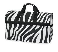 Borsone da viaggio con strisce zebrate bianche e nere per uomini, donne, ragazzi e adolescenti, borsa sportiva oversize con scomparto per scarpe durante la notte, fine settimana, yoga, allenamento,